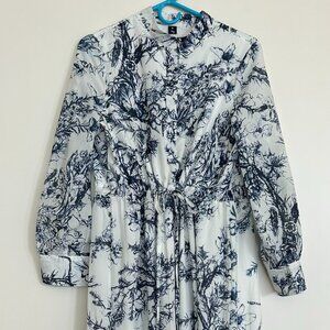 Blue and white floral maxi dress